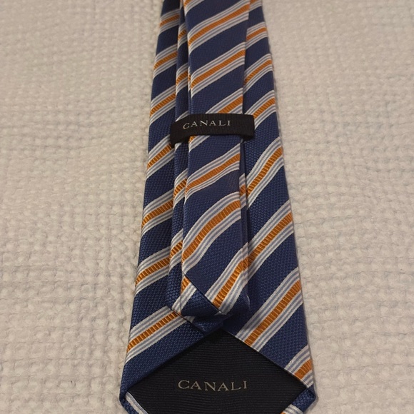 Canali Elegant Blue and Orange Men's Tie - Picture 2 of 3